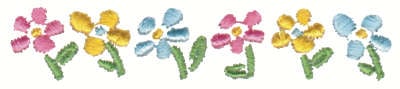 Embroidery Design: Row of Flowers<br>3.60" x 0.70"