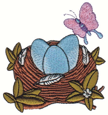 Embroidery Design: Nest w/ Butterfly<br>3.19" x 3.14"