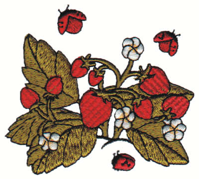 Embroidery Design: Strawberry Plant<br>3.00" x 2.72"