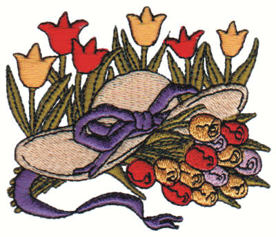Embroidery Design: Tulip Hat<br>3.29" x 2.75"