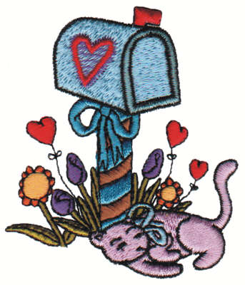 Embroidery Design: Kitty's Mailbox<br>2.77" x 3.17"