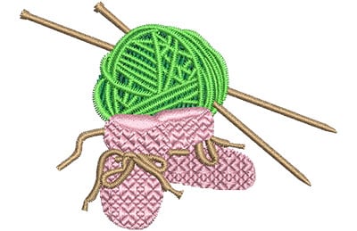 Embroidery Design: Booties And Yarn Lg<br> 3.97w X 2.91h