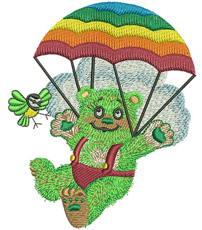 Embroidery Design: Skydiving Bear Lg<br> 3.64w X 4.48h