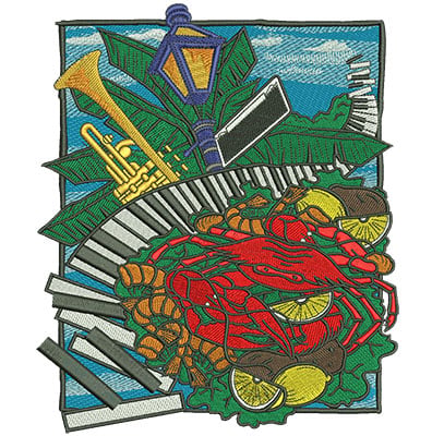 Embroidery Design: Jazz And Seafood Lg<br> 6.64w X 8.02h