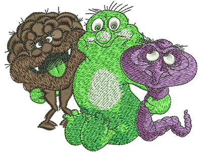 Embroidery Design: Cartoon Germ Monsters Lg<br> 4.51w X 3.56h