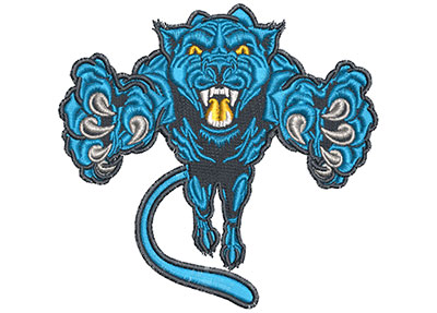 Embroidery Design: Pouncing Cartoon Panther Mascot Lg<br> 4.43w X 3.97h