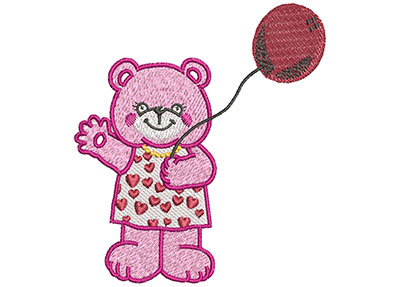 Embroidery Design: Bear With Balloon Lg<br> 3.85w X 4.01h