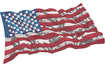 Embroidery Design: Wavy American Flag Lg<br> 5.99w X 3.51h