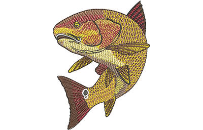 Embroidery Design: Redfish Swim Lg<br> 3.35w X 4.49h