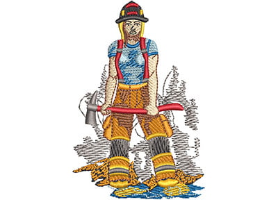 Embroidery Design: Female Firefighter Lg<br> 2.31w X 3.48h