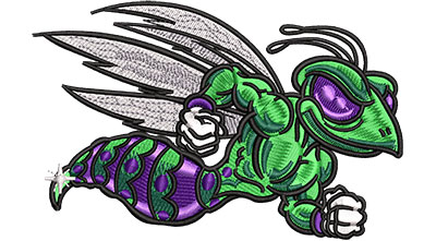 Embroidery Design: Cartoon Flying Wasp Mascot Lg<br> 4.53w X 2.92h