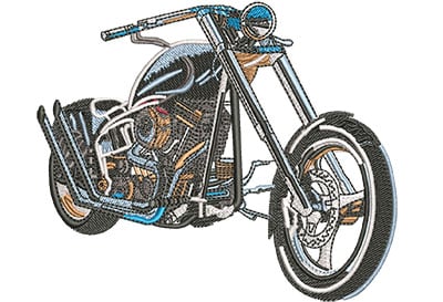 Embroidery Design: Sleek Black Chopper Lg<br> 4.54w X 3.77h