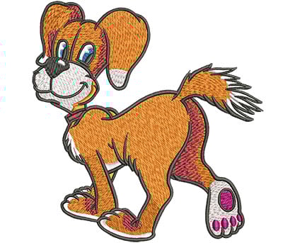 Embroidery Design: Cartoon Dog Walking Lg<br> 4.52w X 4.71h