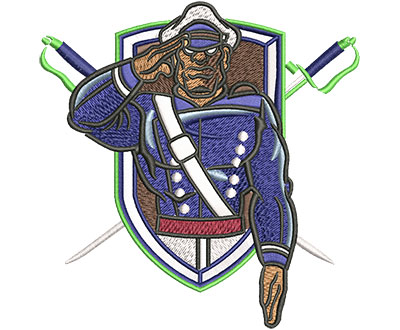 Embroidery Design: Cartoon Cadet Mascot Lg<br> 4.43w X 4.52h