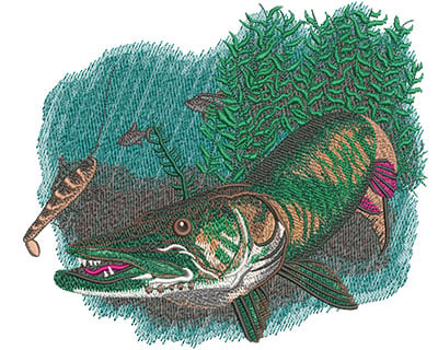Embroidery Design: Musky Chase Lg<br> 7.96w X 6.83h