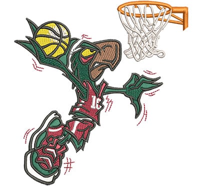 Embroidery Design: Cartoon Basketball Falcon Lg<br> 4.24w X 4.51h
