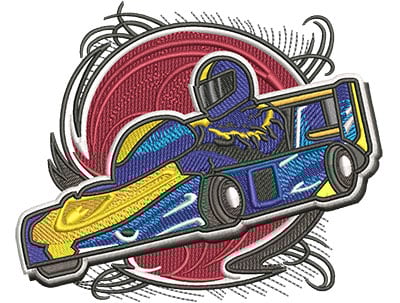 Embroidery Design: Go Cart Racer Lg<br>4.51w x 3.69h