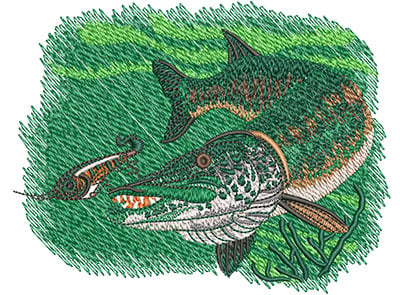 Embroidery Design: Muskie Lg<br>4.61w x 3.57h
