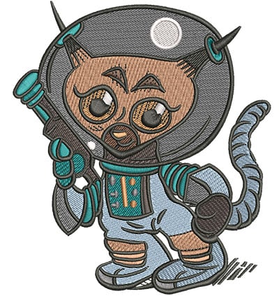 Embroidery Design: Space Cat Cartoon Lg<br>3.97w x 4.51h