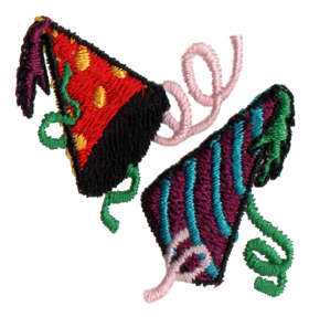 Embroidery Design: Party Hats<br>1.61" x 1.51"