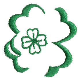 Embroidery Design: Four Leaf Shamrock<br>1.55" x 1.54"