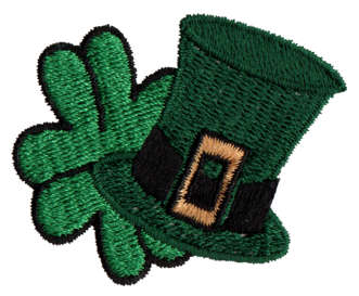 Embroidery Design: Hat & Shamrock<br>1.91" x 1.53"