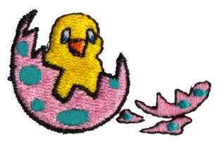 Embroidery Design: Easter Egg Chick<br>1.75" x 1.12"