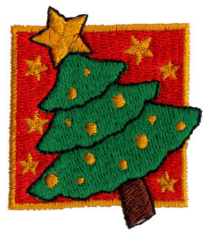 Embroidery Design: Christmas Tree In Box<br>1.72" x 1.98"