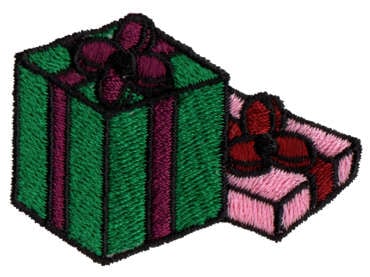 Embroidery Design: Wrapped Gifts<br>2.17" x 1.48"