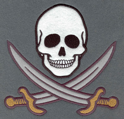 Embroidery Design: Skull and Cutlass Applique<br>7.01w X 6.87h