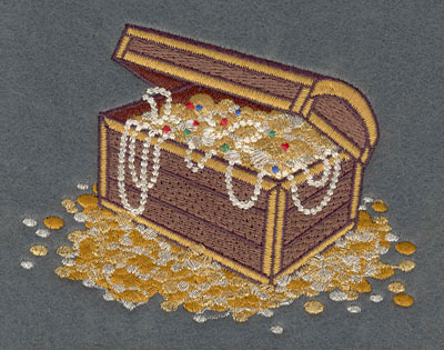 Embroidery Design: Treasure Chest<br>5.00w X 3.84h