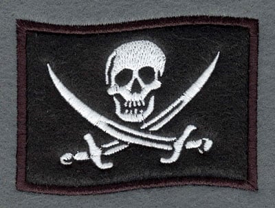 Embroidery Design: Pirate Flag Applique<br>3.52w X 2.68h