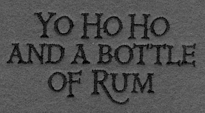 Embroidery Design: Yo Ho Ho and A Bottle of Rum<br> 3.81w X 1.86h