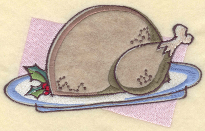 Embroidery Design: Turkey Platter Applique<br>6.01w X 3.76h