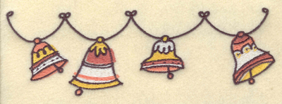 Embroidery Design: Christmas Bells<br>7.01w X 2.28h | Embroidery Legacy Embroidery Design: Christmas Bells<br>7.01w X 2.28h