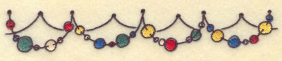 Embroidery Design: String of Christmas Ornaments<br>6.88w X 1.13h