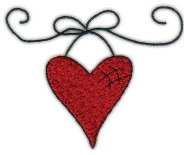Embroidery Design: Hanging Heart<br>3.80" x 3.13"