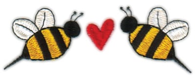 Embroidery Design: Heart Bees (Larger)<br>4.68" x 1.78"