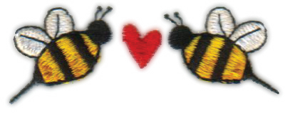 Embroidery Design: Heart Bees (Smaller)<br>2.76" x 1.07"