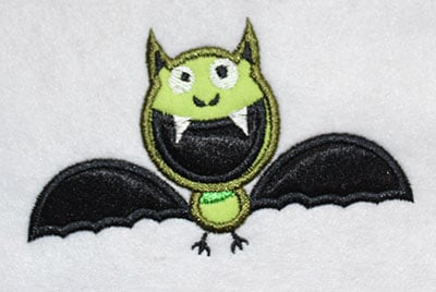 Embroidery Design: Halloween Bat Applique<br> 4.02w X 2.45h