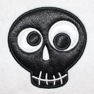 Embroidery Design: Halloween Skull Applique<br> 3.39w X 3.53h