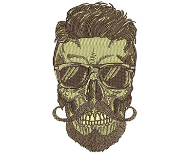 Embroidery Design: Hipster Skull 7<br> 3.90w X 6.98h