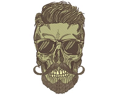 Embroidery Design: Hipster Skull 9<br> 5.04w X 9.03h