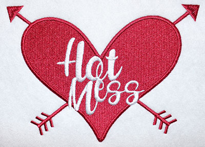 Embroidery Design: Hot Mess Heart Lg<br> 7.73w X 5.55h