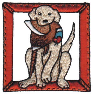 Embroidery Design: Hunting Dog with the Prize<br>3.07" x 3.16"