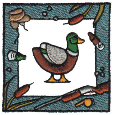 Embroidery Design: Framed Duck Hunt<br>3.11" x 3.13"