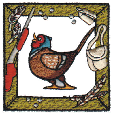Embroidery Design: Pheasant Hunt<br>4.09" x 3.16"