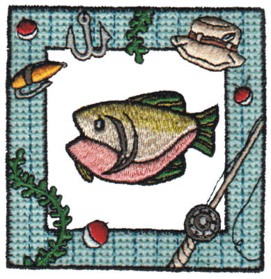Embroidery Design: Framed Fish<br>3.10" x 3.17"