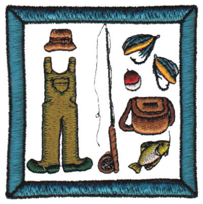 Embroidery Design: Fishing Gear<br>3.15" x 3.16"