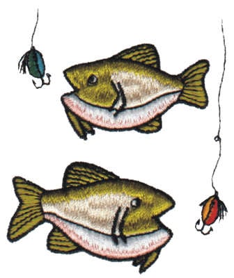 Embroidery Design: Two Caught Fish<br>2.65" x 3.15"